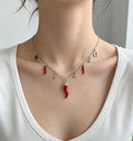 Collana Portafortuna con Cornetti Rossi, Ferro di Cavallo e Point Luccicanti