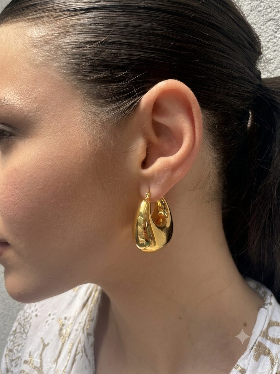 Orecchini a Cerchio Chunky "Luna" – Oro Lucido