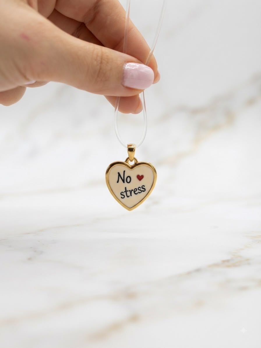 Ciondolo a Cuore Smaltato "No Stress"