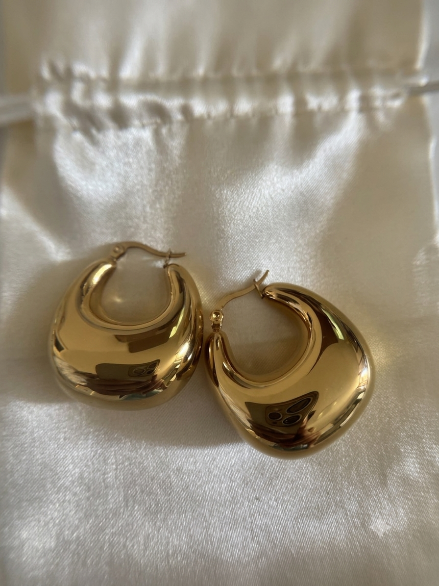 Orecchini a Cerchio Chunky "Luna" – Oro Lucido