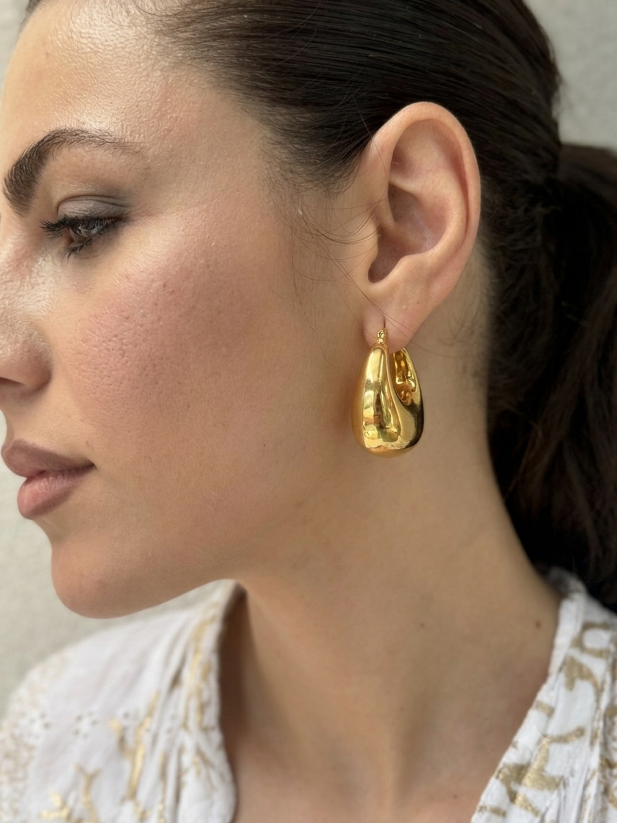 Orecchini a Cerchio Chunky "Luna" – Oro Lucido