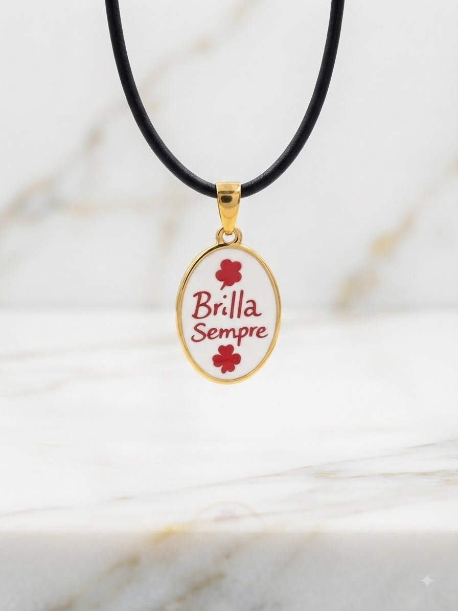 Ciondolo Ovale Smaltato "Brilla Sempre"