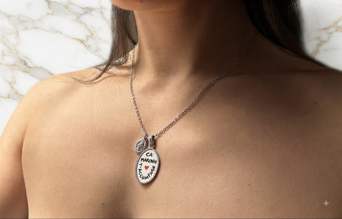 Collana "Ca' Maronn' T'Accumpagn" - Edizione Portafortuna in Acciaio Inossidabile