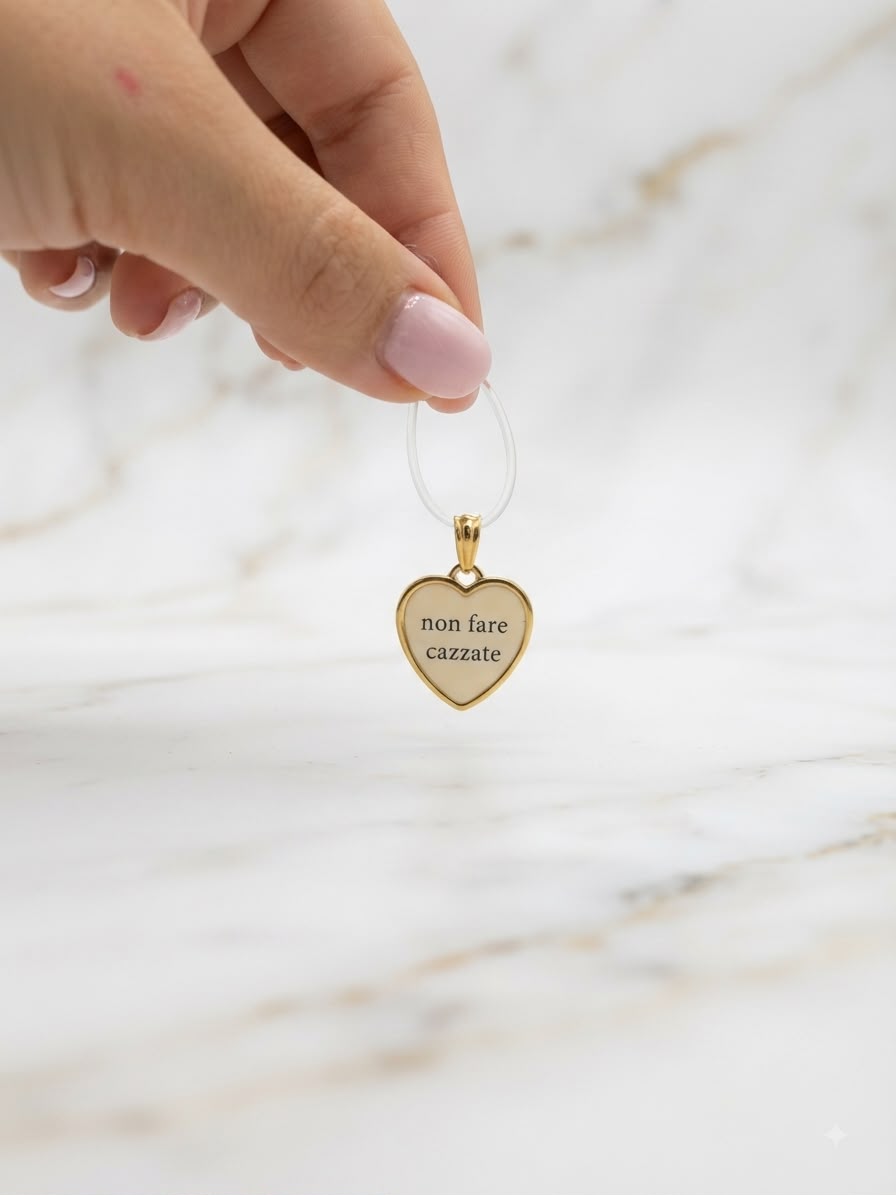 Ciondolo a Cuore Smaltato "Non Fare Cazzate"